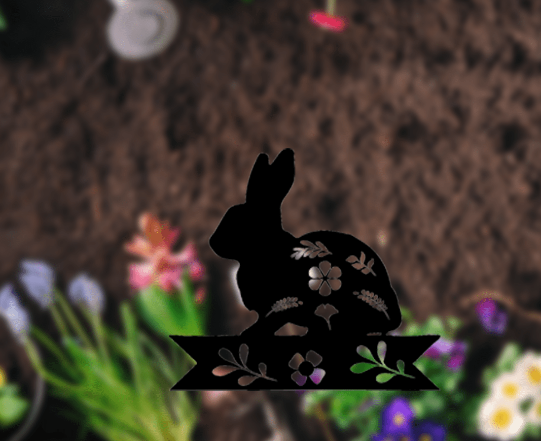 Charming Bunny Garden Stakes - Whimsical Metal Art Decor