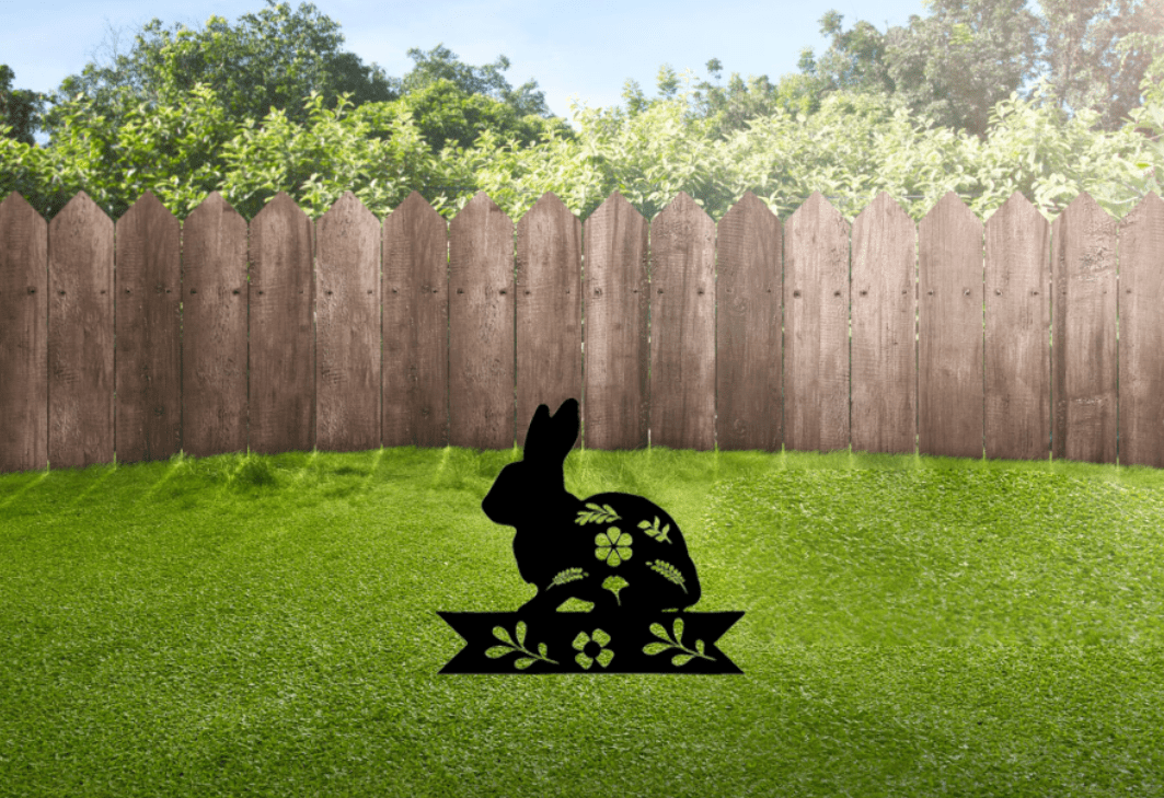 Charming Bunny Garden Stakes - Whimsical Metal Art Decor