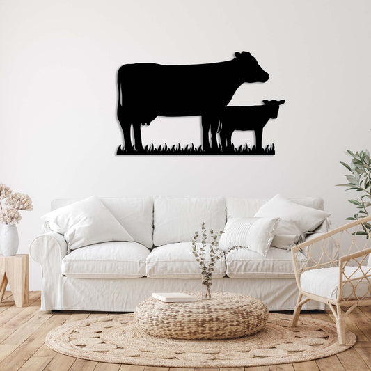 Charming Cow Family - Rustic Metal Wall Art Decor