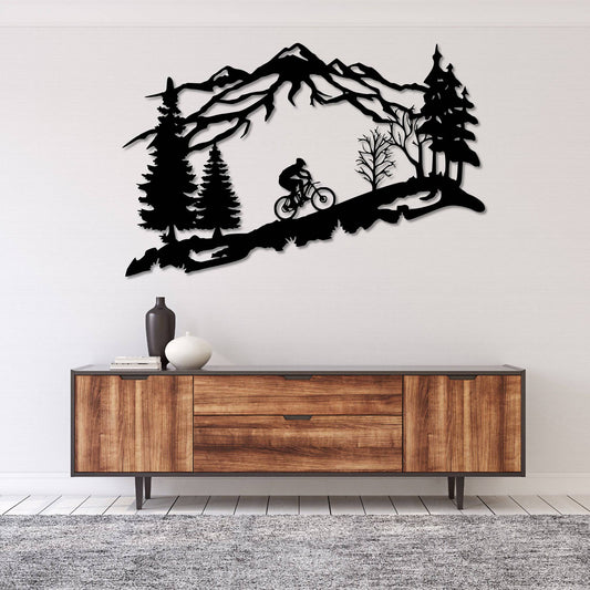 Breathtaking Mountain Biker Scene - Stunning Metal Wall Art