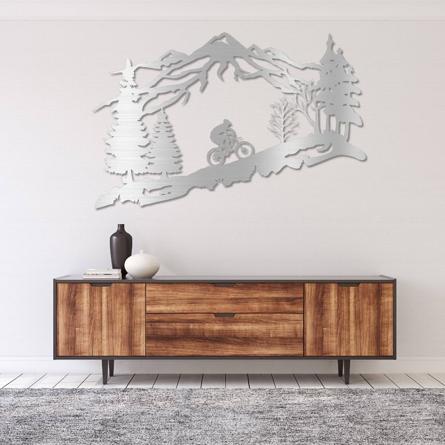 Breathtaking Mountain Biker Scene - Stunning Metal Wall Art