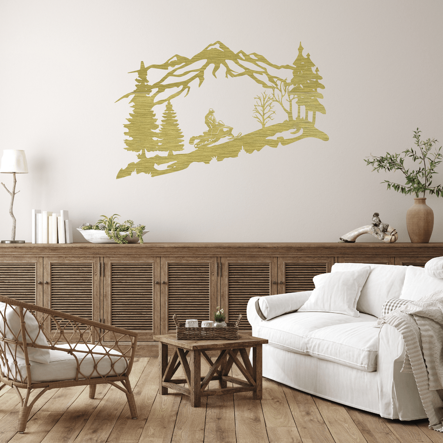 Adventure Awaits: Stunning Mountain Snowmobiler Metal Wall Art