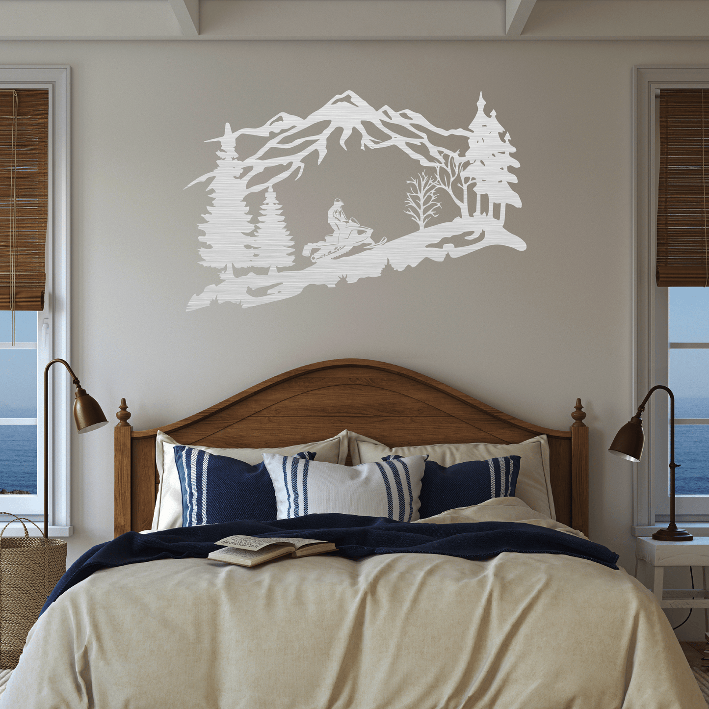 Adventure Awaits: Stunning Mountain Snowmobiler Metal Wall Art