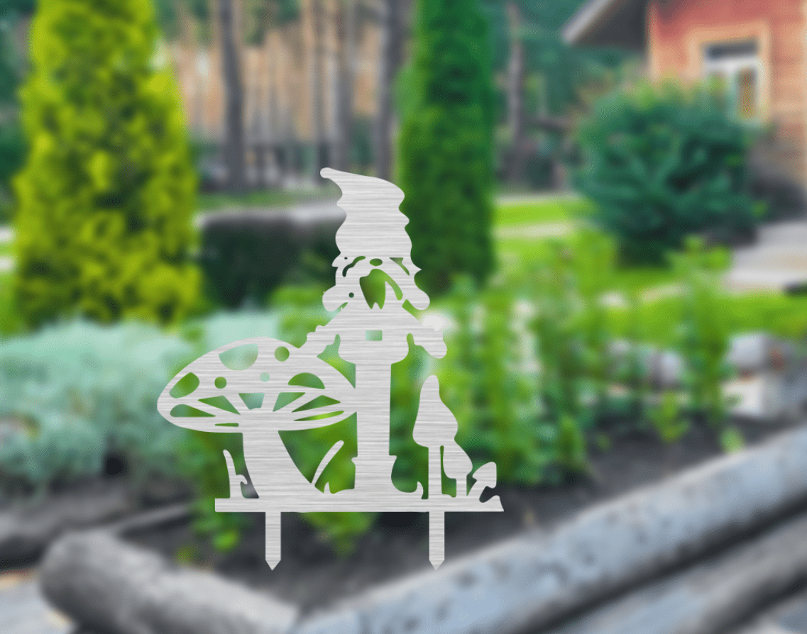 Whimsical Metal Gnome Garden Stakes - Charming Garden Decor