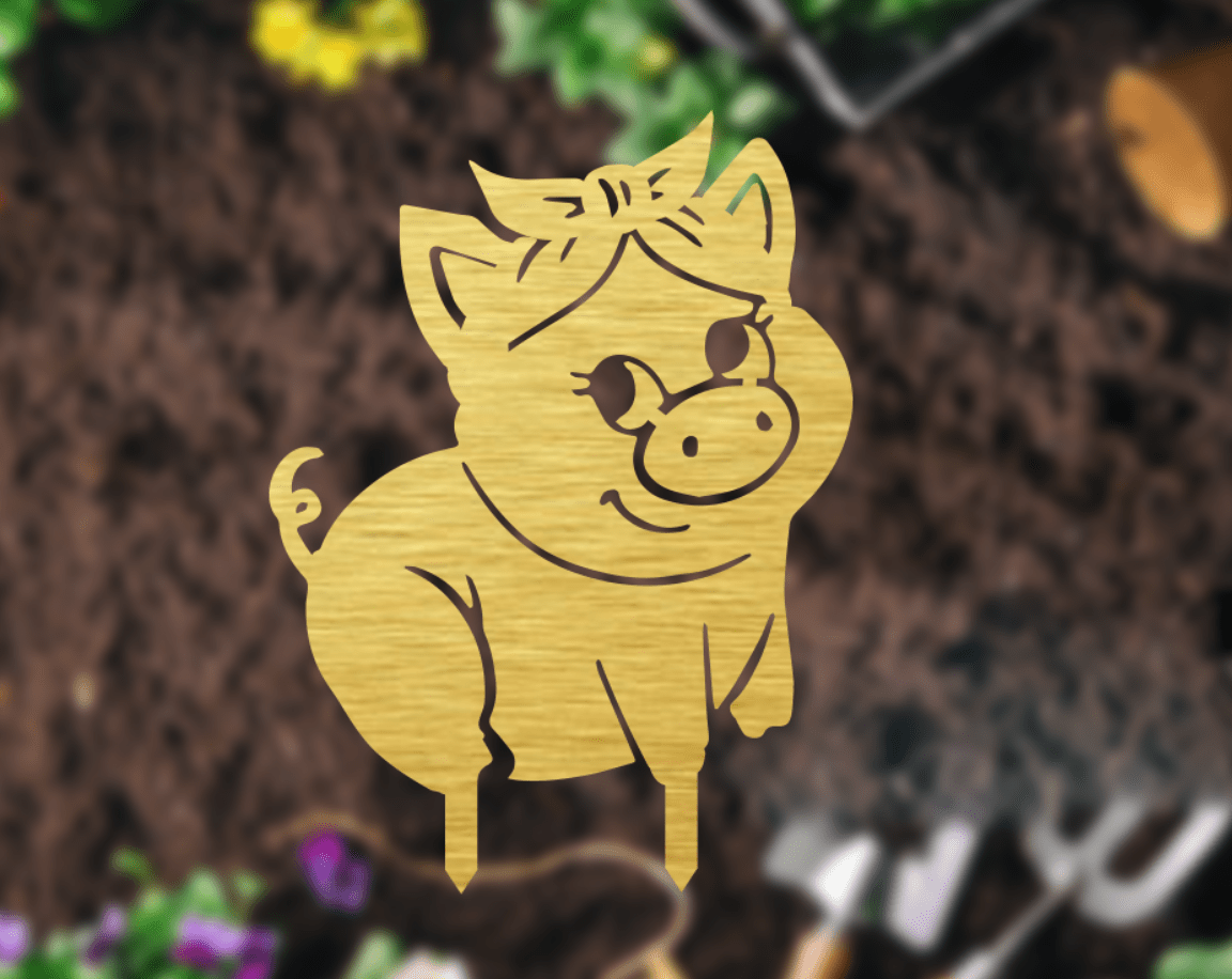 Charming Metal Pig Garden Stakes - Whimsical Outdoor Decor