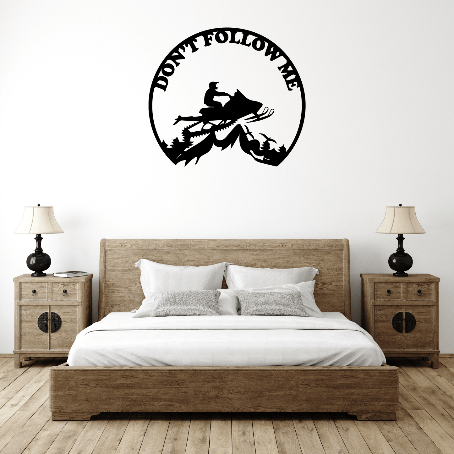 Adventure Awaits: "Don't Follow Me" Snowmobiler Metal Wall Art