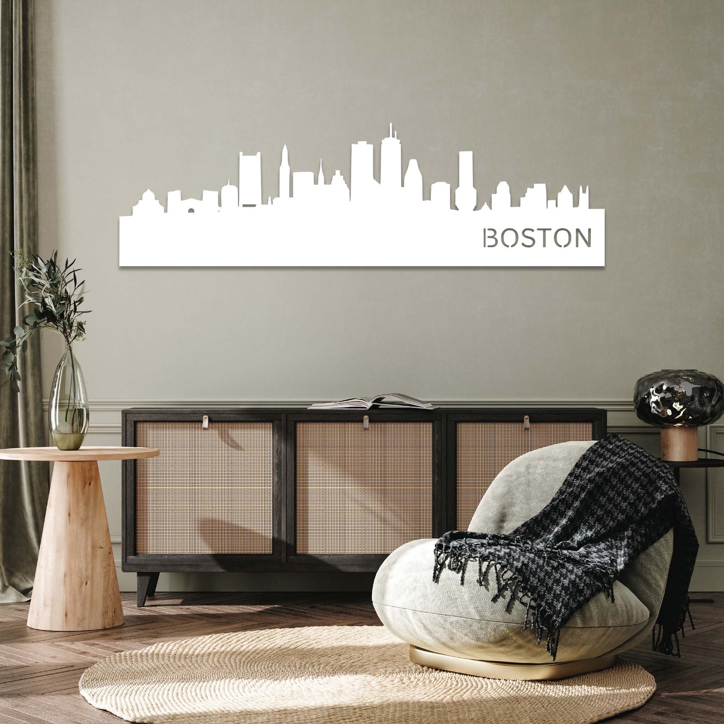 Stunning Boston Skyline Metal Wall Art Decor