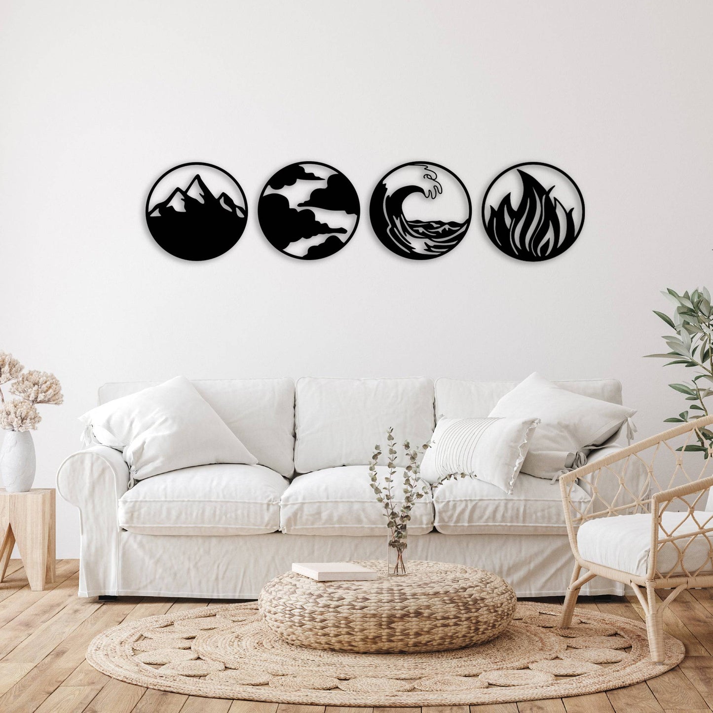 Artistic Wall Decor Inspired by Nature's Four Elements - Metal Design