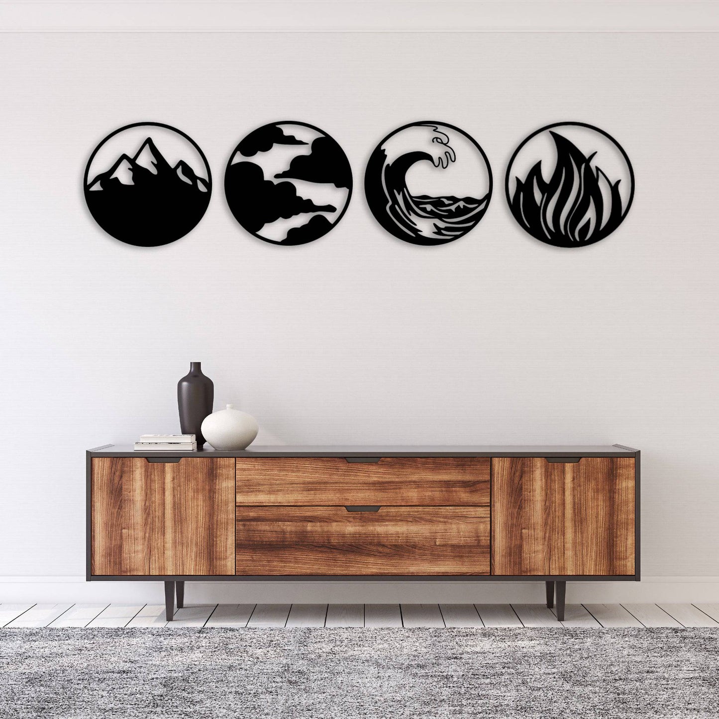 Artistic Wall Decor Inspired by Nature's Four Elements - Metal Design