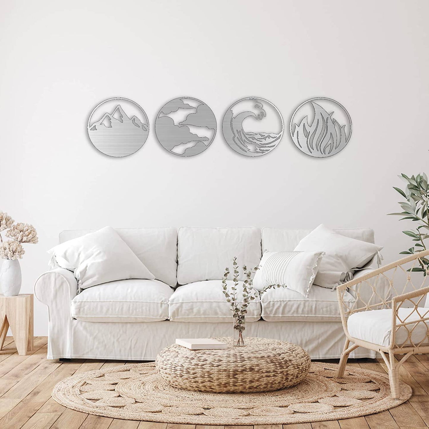 Artistic Wall Decor Inspired by Nature's Four Elements - Metal Design